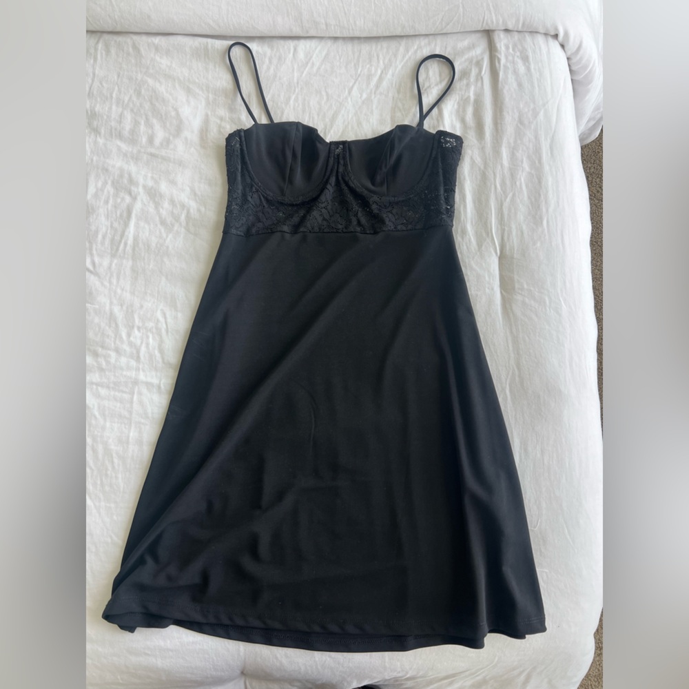 Black Lace Bust Slip Dress